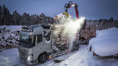 Carga de madera en un bosque finlandés.