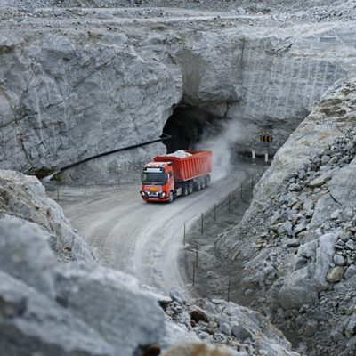 Volvo FH exiting tunnel