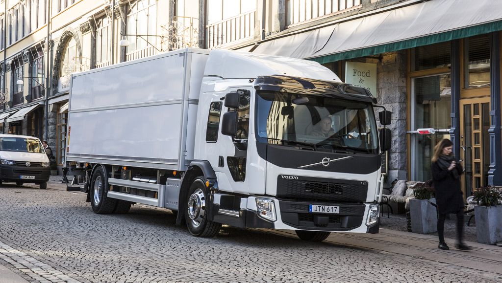 Volvo FE LEC in city streets