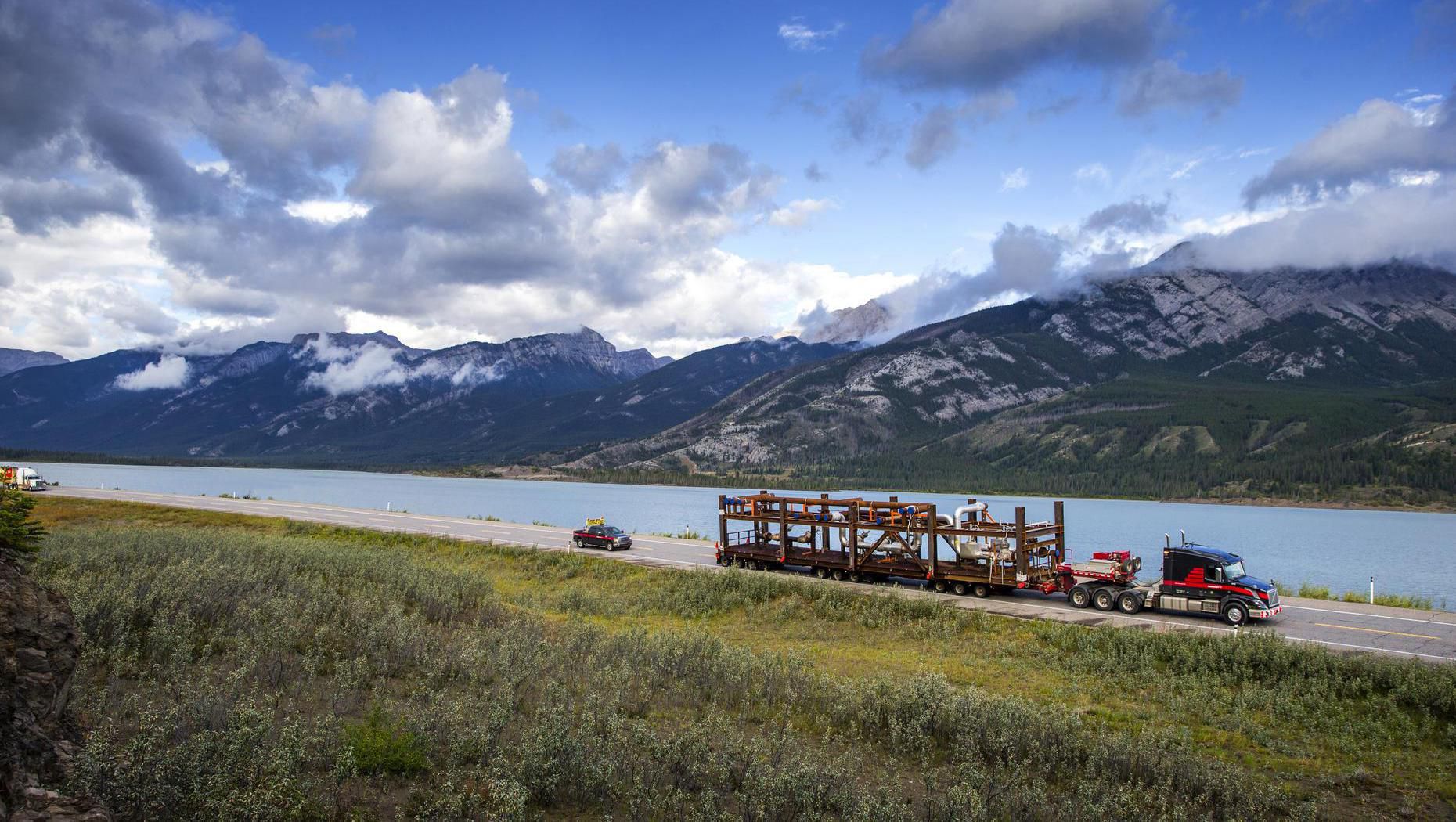 Driving through Jasper National Park.