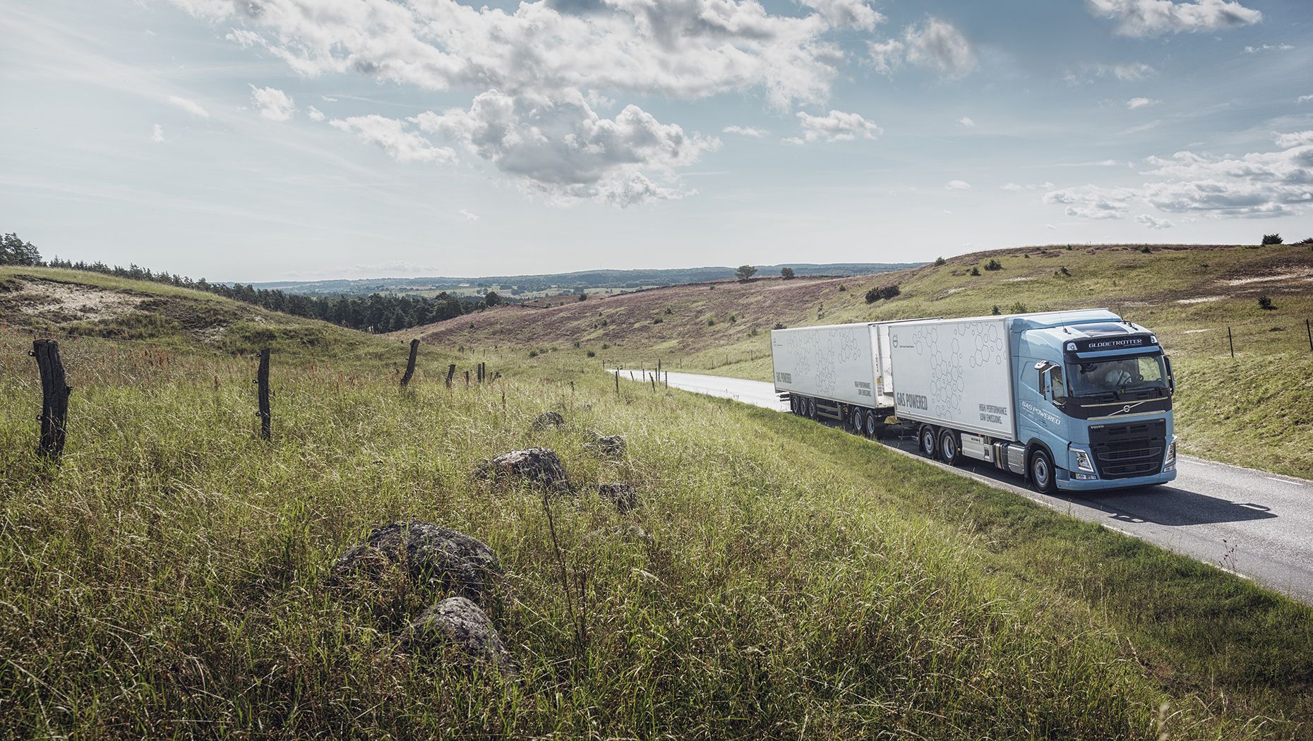 Volvo FH LNG in country side.