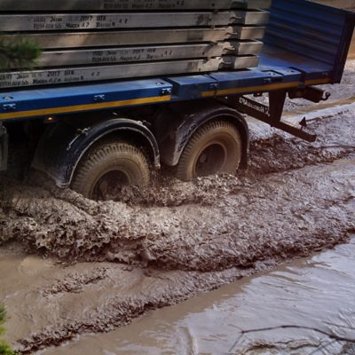 Tyres in thick mud