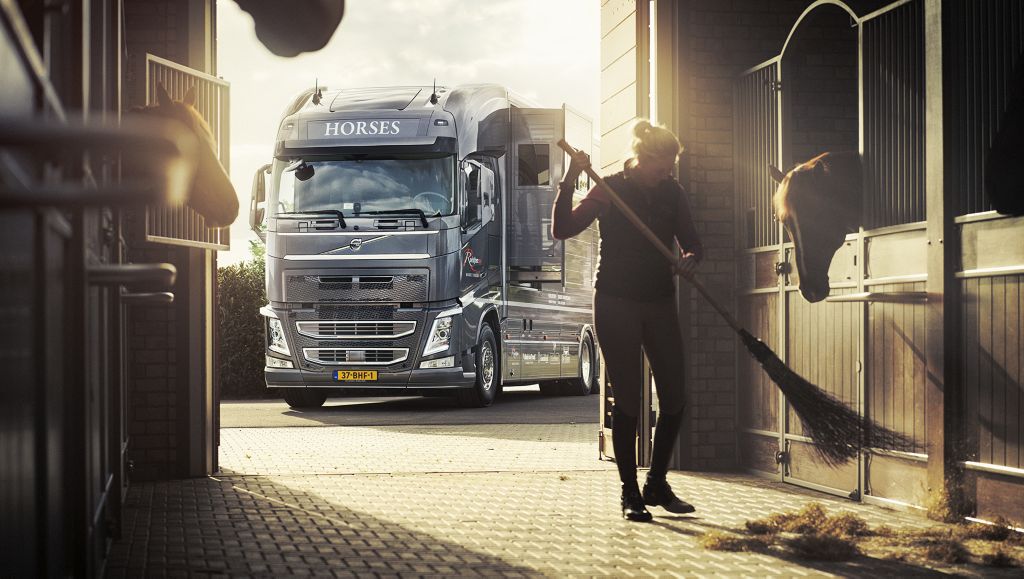 Volvo FH vor den Pferdeställen