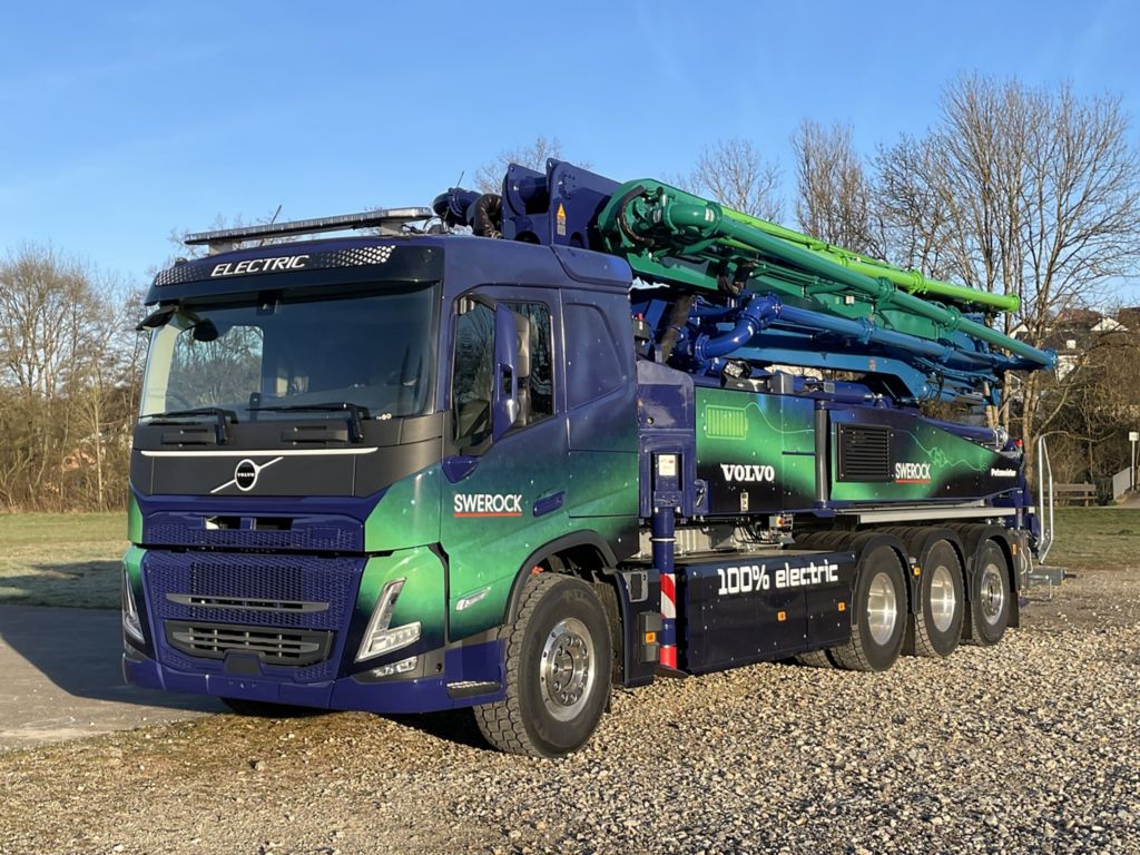 Volvo FM Electric betonpompwagen in samenwerking met Putzmeister