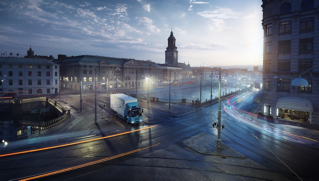 The FL Electric, introduced April 12 
The first fully electric Volvo truck   Volvo FL Electric   was introduced to the market earlier this year. 

No traffic queues   the electric truck s low noise level opens the door to cargo transport at night and early in the morning. 