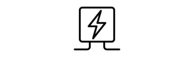 Charging symbol in a box with leads icon