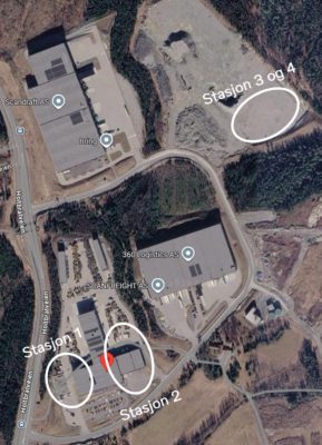 Kart Volvo Maskin sitt område og plassering av stasjoner