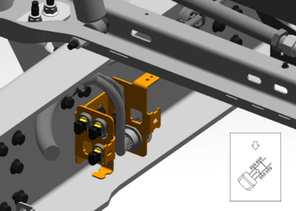 A linkage between the trailers of a truck