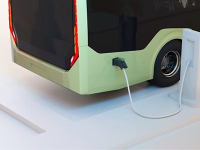 Een elektrische Volvo-bus wordt opgeladen via een CCS2-kabel