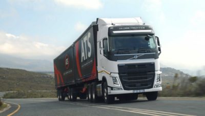 Close-up of the Volvo FH ATS truck on the road