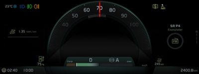 Volvo’s dynamic instrument cluster for electric buses and chassis in analog view
