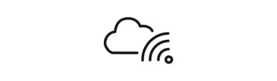 Cloud symbol with a wifi symbol, signifying connectivity