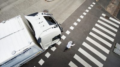 Volvo trucks global about us csr cyclist truck from above
