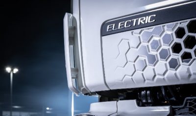 The battery capacity is tailored for each truck's use and has an estimated lifetime of 8-10 years
