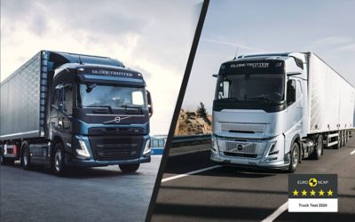 Volvo FH16 Aero משתקפת במים, במבט מהצד