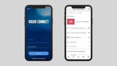 Aplikacija volvo connect v mobilni napravi.