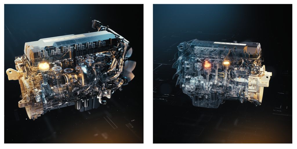 Volvo Fuel Efficient Engine in different orientations