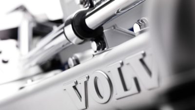 A close-up detail of a Volvo engine