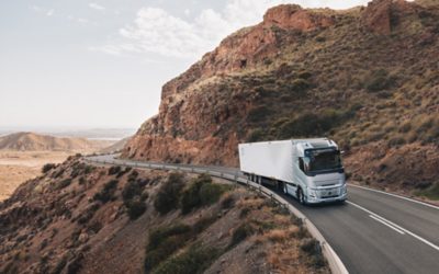 Volvo FH Aero driving uphill 