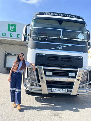 Zureena Samuels standing in front of a truck
