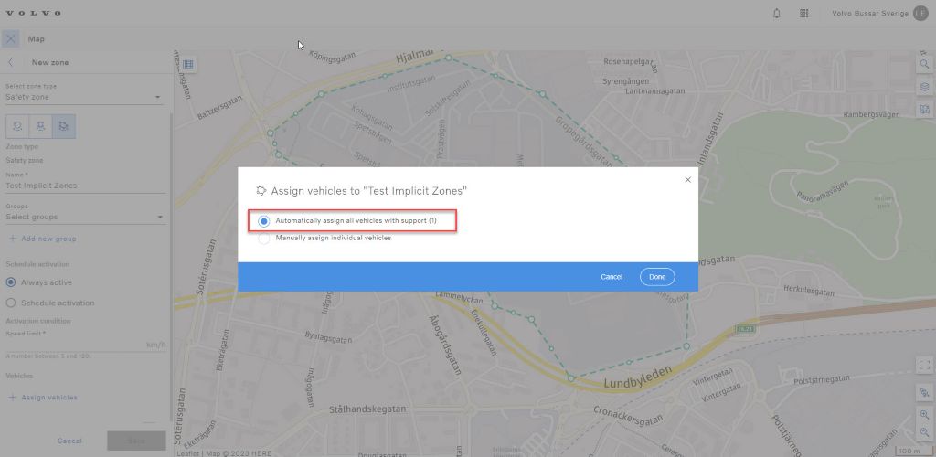 Implicit Zones- assign a zone to all active vehicles