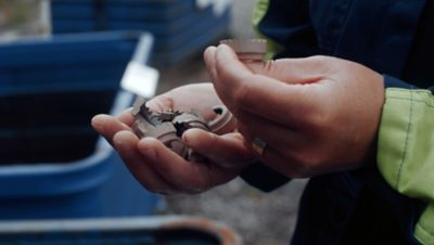 Hands holding recyclable material