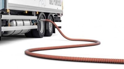 LNG-Betankung eines Lkw an einer Gas-Tankstelle