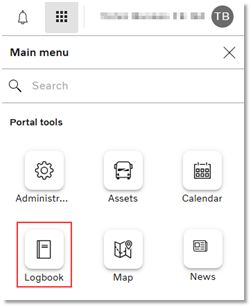 Verktyget Loggbok i huvudmenyn.
