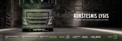 Vaizdo žaidimų stiliaus grafika virš „Volvo“ sunkvežimio, rodanti svarbiausių sunkvežimio komponentų veikimą