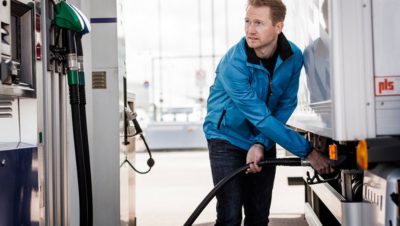 Volvo trucks managing fuel advice man gas station