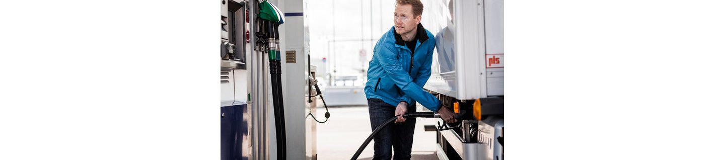 Volvo trucks managing fuel advice man gas station