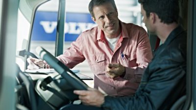 Volvo trucks managing fuel advice two men cab