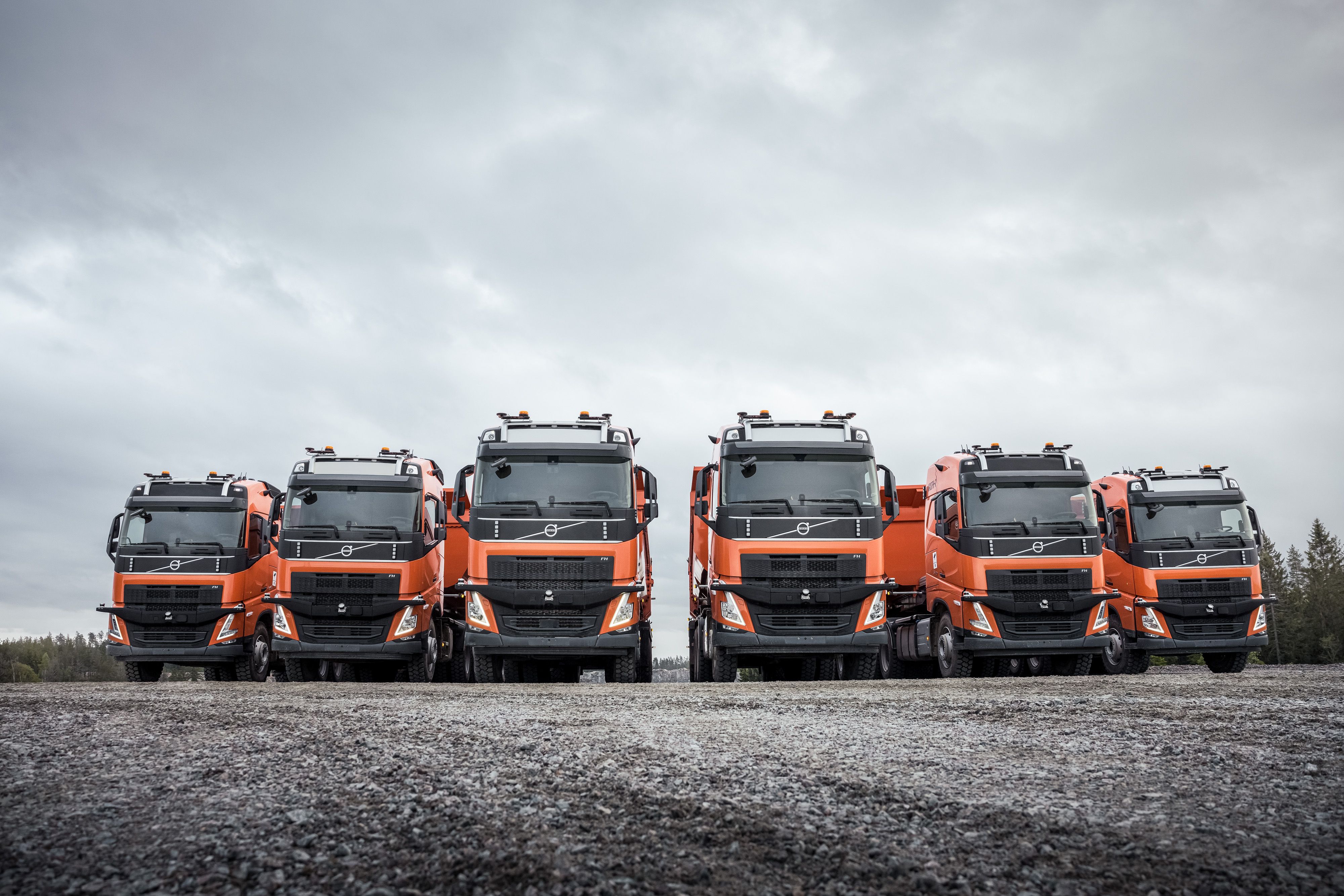 Line of trucks in the frame used for mining and quarrying