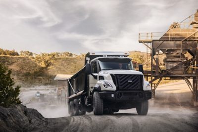 The Volvo VNX cresting a hill