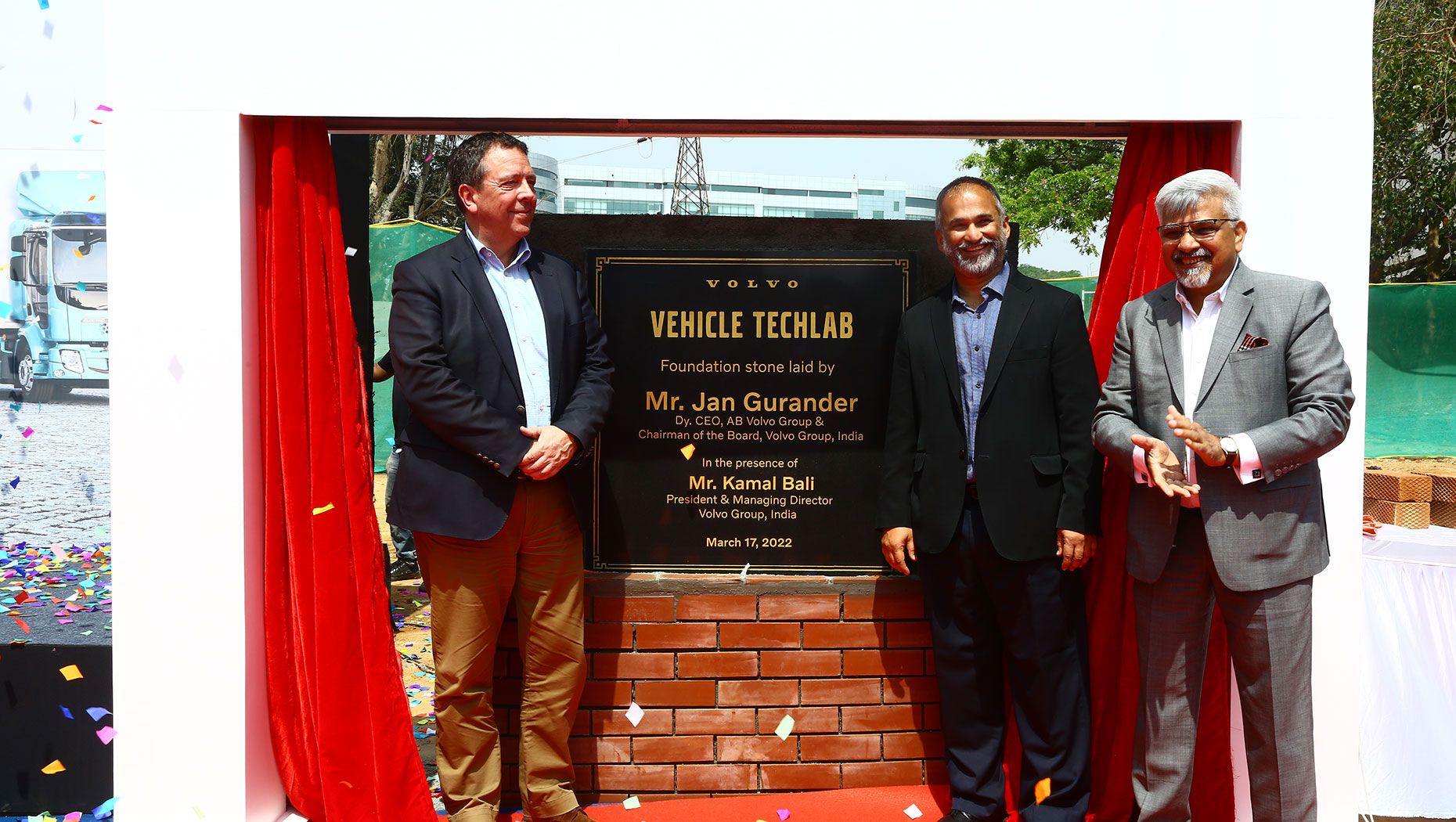 Jan Gurander, Deputy CEO, Volvo Group today laid the foundation for the “Vehicle TechLab” for Volvo Group’s Research and Development operations in India. 
