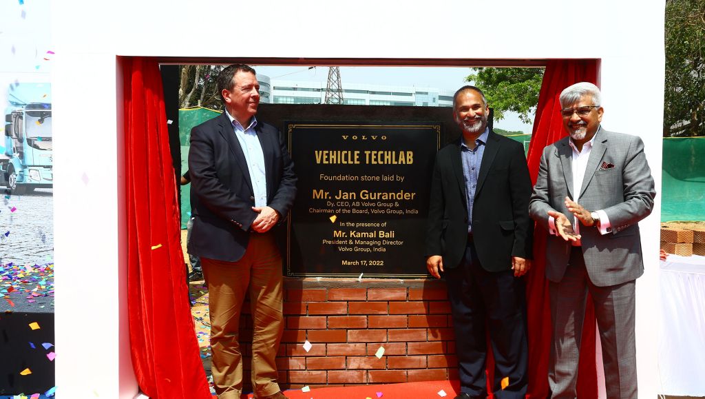 Jan Gurander, Deputy CEO, Volvo Group today laid the foundation for the “Vehicle TechLab” for Volvo Group’s Research and Development operations in India. 