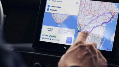  Rækkevidde- og ruteservice på Volvo-lastbilens sidedisplay