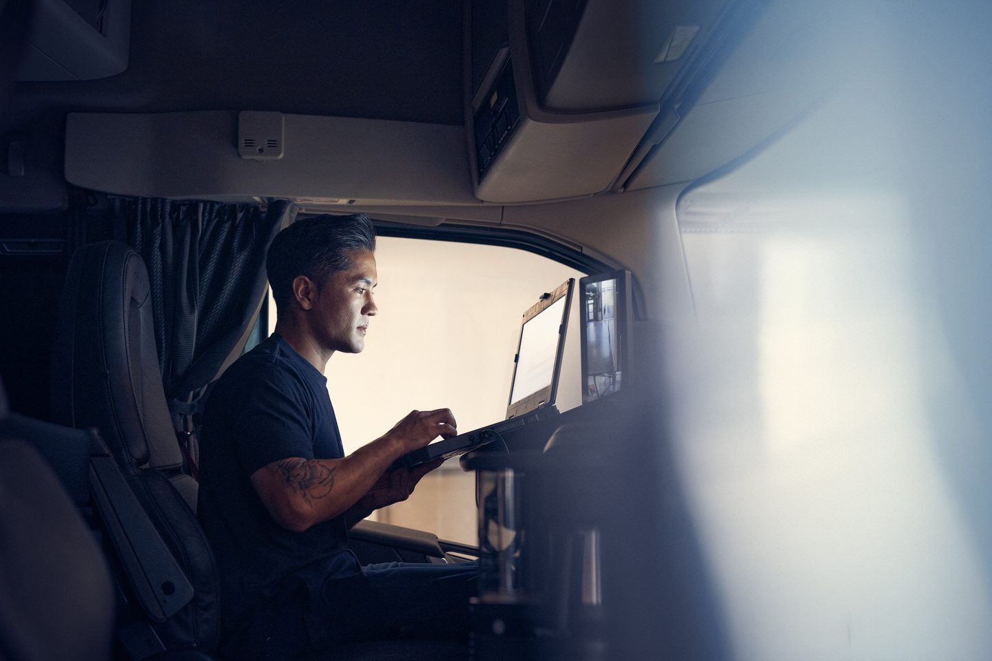 Technician by a laptop