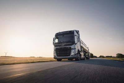 FM truck driving in morning light