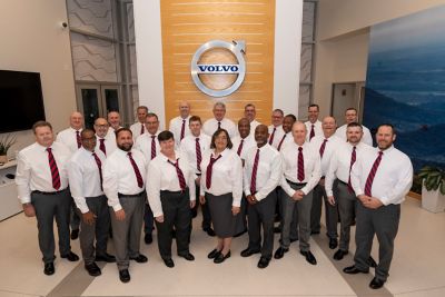 The 2024-2025 America’s Road Team Captains pose for a photo at the Volvo Customer Center in Dublin, Virginia, adjacent to the company’s New River Valley production plant where all Volvo trucks in North America are assembled.