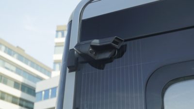 Rear view camera on the side of a Volvo Electric bus