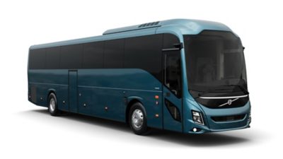 Studio image of a 13.1 m version of the Volvo 9700 coach
