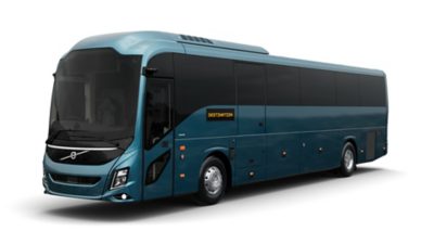 Studio image of a Volvo 9700 coach, right-hand drive 