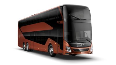A Volvo 9700 Double Decker with 6x2 axle configuration
