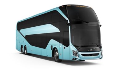 A Volvo 9800 Double Decker with 6x2 axle configuration
