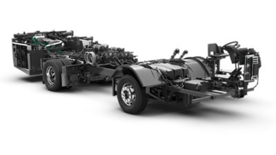 Studio image of a Volvo B13R coach chassis with Euro 6 compliant powertrain 