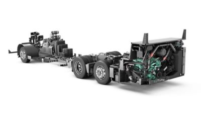 A rear-side view of the Volvo B8L DD chassis