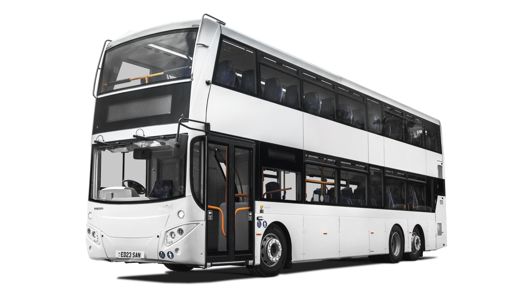 A Volvo B8L DD – MCV Evoseti in a front-side view