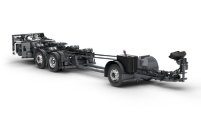 Studio image of a Volvo B8R Low Entry 6x2 Euro 6 chassis