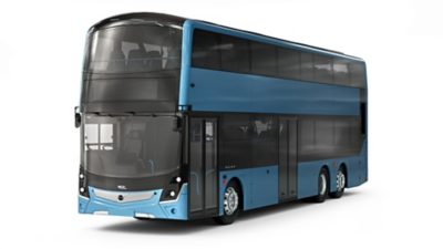 Studio image of a Volvo BZL Double Decker Electric – MCV city bus